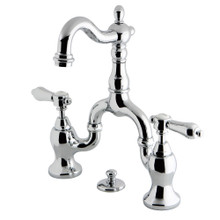 Kingston Brass  KS7971BAL Heirloom Bridge Bathroom Faucet with Brass Pop-Up, Polished Chrome