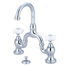 Kingston Brass  KS7991PX English Country Bridge Bathroom Faucet with Brass Pop-Up, Polished Chrome