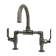 Kingston Brass  KS217KLVN Whitaker Industrial Style Bridge Bathroom Faucet with Pop-Up Drain, Black Stainless