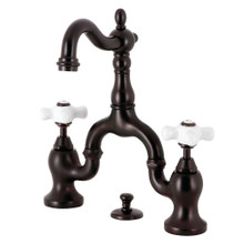 Kingston Brass  KS7975PX English Country Bridge Bathroom Faucet with Brass Pop-Up, Oil Rubbed Bronze