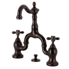 Kingston Brass  KS7975AX English Country Bridge Bathroom Faucet with Brass Pop-Up, Oil Rubbed Bronze