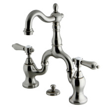 Kingston Brass  KS7978BAL Heirloom Bridge Bathroom Faucet with Brass Pop-Up, Brushed Nickel