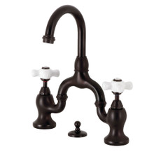 Kingston Brass  KS7995PX English Country Bridge Bathroom Faucet with Brass Pop-Up, Oil Rubbed Bronze