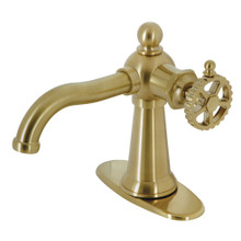 Kingston Brass  KSD3547CG Fuller Single-Handle Bathroom Faucet with Push Pop-Up, Brushed Brass