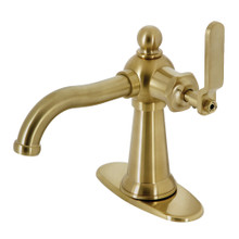 Kingston Brass  KSD3547KL Knight Single-Handle Bathroom Faucet with Push Pop-Up, Brushed Brass
