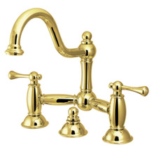 Kingston Brass  KS3912BL Restoration Bathroom Bridge Faucet, Polished Brass