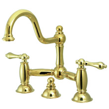 Kingston Brass  KS3912AL Restoration Bathroom Bridge Faucet, Polished Brass