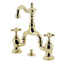 Kingston Brass  KS7972AX English Country Bridge Bathroom Faucet with Brass Pop-Up, Polished Brass