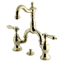 Kingston Brass  KS7972BAL Heirloom Bridge Bathroom Faucet with Brass Pop-Up, Polished Brass