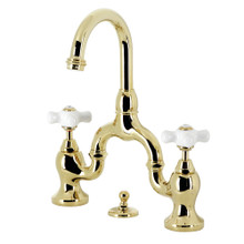 Kingston Brass  KS7992PX English Country Bridge Bathroom Faucet with Brass Pop-Up, Polished Brass