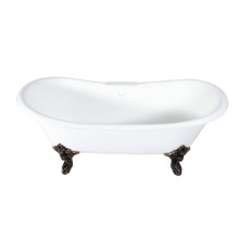 Kingston Brass  Aqua Eden VCT7DS7231NL5 72-Inch Cast Iron Double Slipper Clawfoot Tub with 7-Inch Faucet Drillings, White/Oil Rubbed Bronze