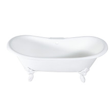 Kingston Brass  Aqua Eden VCT7DS7231NLW 72-Inch Cast Iron Double Slipper Clawfoot Tub with 7-Inch Faucet Drillings, White