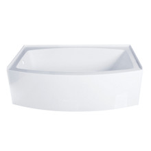 Kingston Brass  Aqua Eden VTDR663222L Inflection 66" Acrylic Curved Apron Alcove Tub with Left Hand Drain, Glossy White