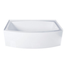 Kingston Brass  Aqua Eden VTDR663222R Inflection 66" Acrylic Curved Apron Alcove Tub with Right Hand Drain, Glossy White