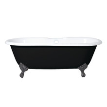 Kingston Brass  Aqua Eden VBT7D663013NB5 66-Inch Cast Iron Double Ended Clawfoot Tub with 7-Inch Faucet Drillings, Black/White/Oil Rubbed Bronze