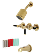 Kingston Brass  KBX8132DKL Kaiser Three-Handle Tub and Shower Faucet, Polished Brass
