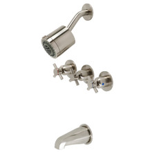 Kingston Brass  KBX8138DX Concord Three-Handle Tub and Shower Faucet, Brushed Nickel