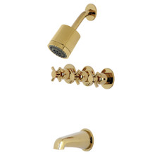 Kingston Brass  KBX8132DX Concord Three-Handle Tub and Shower Faucet, Polished Brass