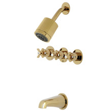 Kingston Brass  KBX8132ZX Millennium Three-Handle Tub and Shower Faucet, Polished Brass