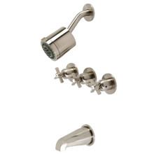 Kingston Brass  KBX8138ZX Millennium Three-Handle Tub and Shower Faucet, Brushed Nickel
