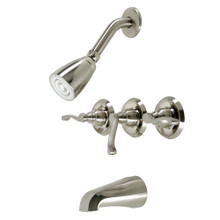 Kingston Brass  KB238FL Royal Three-Handle Tub and Shower Faucet, Brushed Nickel