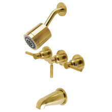 Kingston Brass  KBX8137DL Concord Three-Handle Tub and Shower Faucet, Brushed Brass