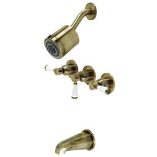 Kingston Brass  KBX8133DPL Paris Three-Handle Tub and Shower Faucet, Antique Brass