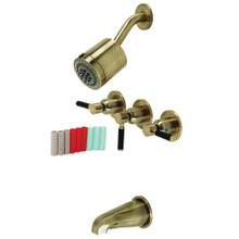 Kingston Brass  KBX8133DKL Kaiser Three-Handle Tub and Shower Faucet, Antique Brass