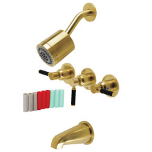 Kingston Brass  KBX8137DKL Kaiser Three-Handle Tub and Shower Faucet, Brushed Brass