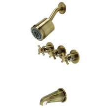 Kingston Brass  KBX8133DX Concord Three-Handle Tub and Shower Faucet, Antique Brass