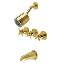 Kingston Brass  KBX8137DX Concord Three-Handle Tub and Shower Faucet, Brushed Brass