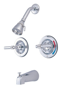 Kingston Brass  KB661ML Vintage Twin Handles Tub Shower Faucet Pressure Balanced With Volume Control, Polished Chrome
