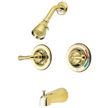 Kingston Brass  GKB672 Water Saving Magellan Tub & Shower Faucet with Pressure Balanced Valve, Polished Brass