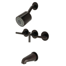 Kingston Brass  KBX8135CML Manhattan Three-Handle Tub and Shower Faucet, Oil Rubbed Bronze