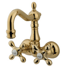 Kingston Brass  CC1077T2 Vintage 3-3/8-Inch Wall Mount Tub Faucet, Polished Brass
