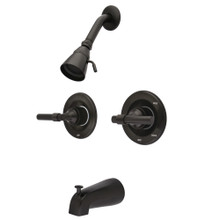 Kingston Brass  KB665ML Vintage Twin Handles Tub Shower Faucet Pressure Balanced With Volume Control, Oil Rubbed Bronze