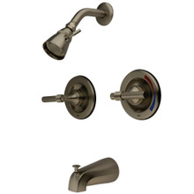 Kingston Brass  KB668ML Vintage Twin Handles Tub Shower Faucet Pressure Balanced With Volume Control, Brushed Nickel
