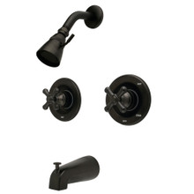 Kingston Brass  KB665AX Vintage Twin Handles Tub Shower Faucet Pressure Balanced With Volume Control, Oil Rubbed Bronze