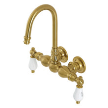 Kingston Brass  AE3T7 Aqua Vintage 3-3/8 Inch Wall Mount Tub Faucet, Brushed Brass