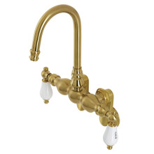 Kingston Brass  AE85T7 Aqua Vintage Adjustable Center Wall Mount Tub Faucet, Brushed Brass
