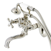 Kingston Brass  KS226PN Kingston Wall Mount Tub Faucet with Hand Shower, Polished Nickel