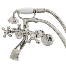 Kingston Brass  KS266PN Kingston Wall Mount Clawfoot Tub Faucet with Hand Shower, Polished Nickel