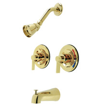 Kingston Brass  KB662NDL NuvoFusion Two-Handle Tub and Shower Faucet with Volume Control, Polished Brass