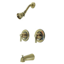 Kingston Brass  KB663NDL NuvoFusion Two-Handle Tub and Shower Faucet with Volume Control, Antique Brass