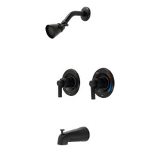 Kingston Brass  KB660NDL NuvoFusion Two-Handle Tub and Shower Faucet with Volume Control, Matte Black