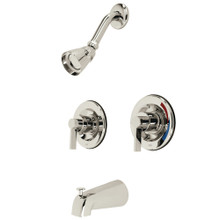 Kingston Brass  KB666NDL NuvoFusion Two-Handle Tub and Shower Faucet with Volume Control, Polished Nickel