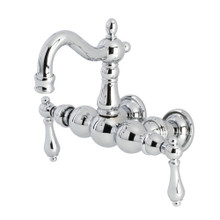 Kingston Brass  CA1002T1 Heritage 3-3/8" Tub Wall Mount Clawfoot Tub Faucet, Polished Chrome