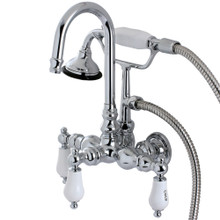 Kingston Brass  AE10T1 Aqua Vintage Wall Mount Clawfoot Tub Faucet with Hand Shower, Polished Chrome