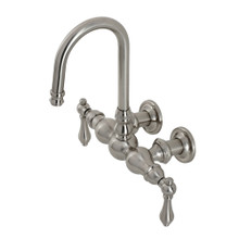 Kingston Brass  CA1T8 Vintage 3-3/8" Tub Wall Mount Clawfoot Tub Faucet, Brushed Nickel