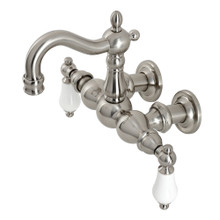 Kingston Brass  CA1005T8 Heritage 3-3/8" Tub Wall Mount Clawfoot Tub Faucet, Brushed Nickel